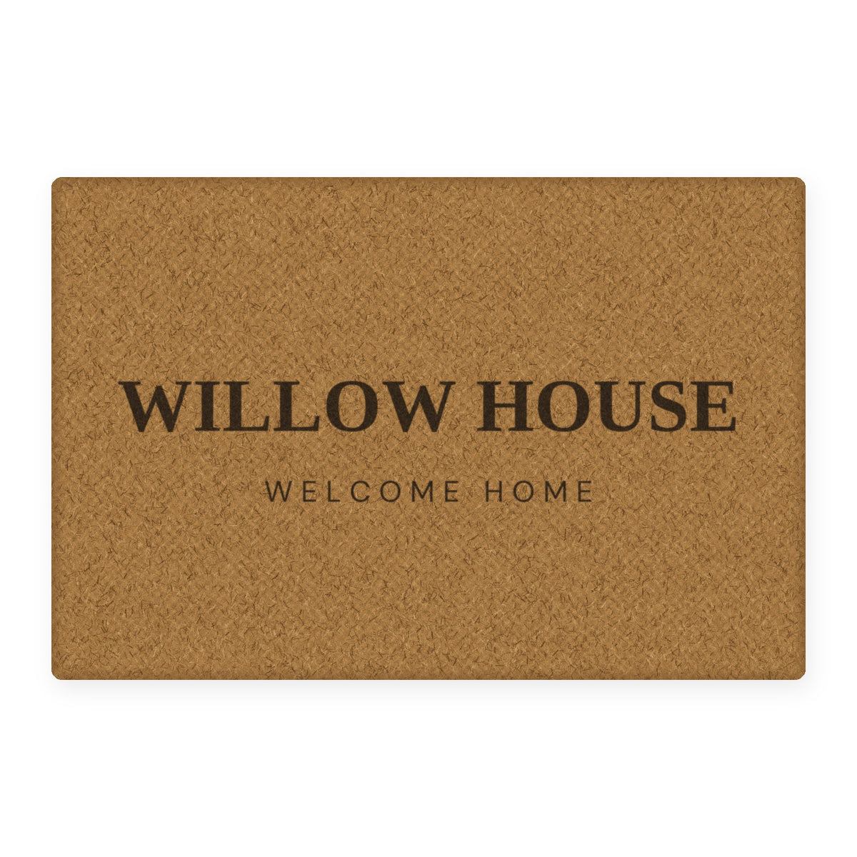 The House Name personalised coir doormat, preview of the actual print design with example wording Willow House